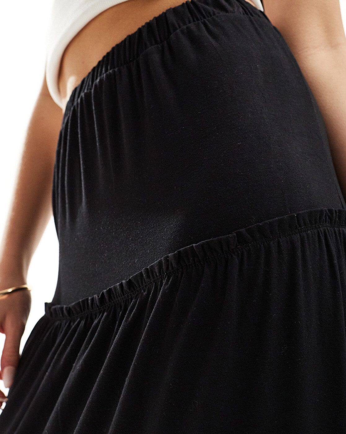 Asos Design Tiered Maxi Skirt 5t Buy Black Skirts For Women By