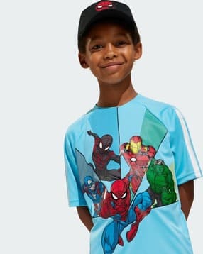 adidas kids Unisex Spider-Man Print Loose Fit Round-Neck T-Shirt-picture-40