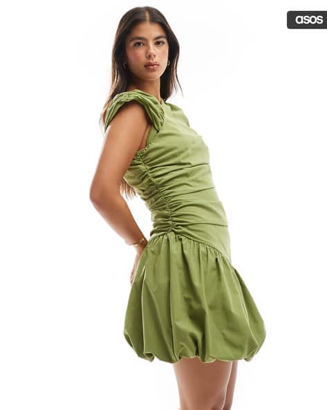 asos olive green dress ASOS DESIGN ruffle cami strap maxi dress in olive green