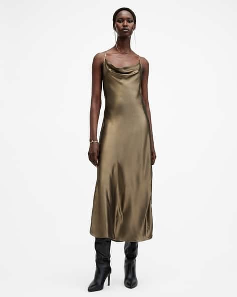 Buy ALL SAINTS Hadley Dress Metallic Gold Color Women AJIO LUXE