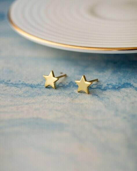 Mannash Women Sterling Silver Gold-Plated Star Stud Earrings