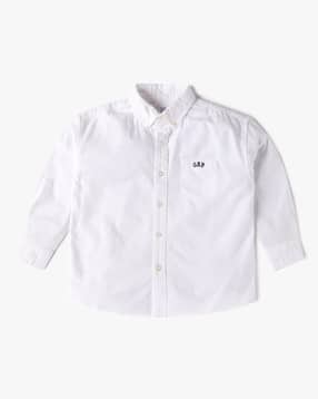 Solid Button-Down Collar Oxford Shirt-image-45