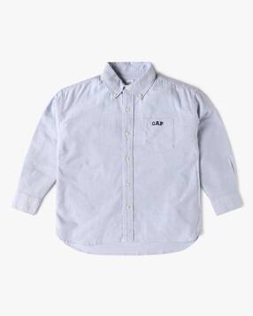 Solid Button-Down Collar Oxford Shirt-image-34
