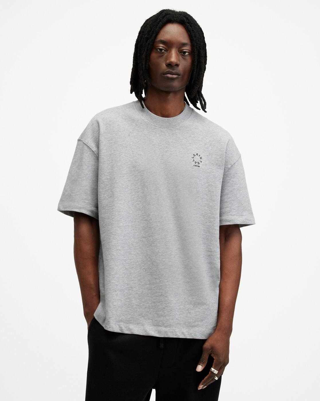 Buy ALL SAINTS Haven Embroidered Logo Oversized T-Shirt | Grey