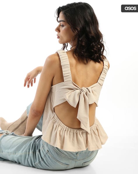 ASOS DESIGN Strappy Tie Back Smock Top