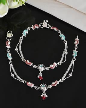 valley of jewellery (voj) Women Silver Plated Design Anklets-picture-18
