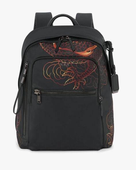 black leather dragon backpack for sale Gothic Bag Black vegan faux snakeskin leather and denim backpack Silver D Dragon Diffusion | Backpack in