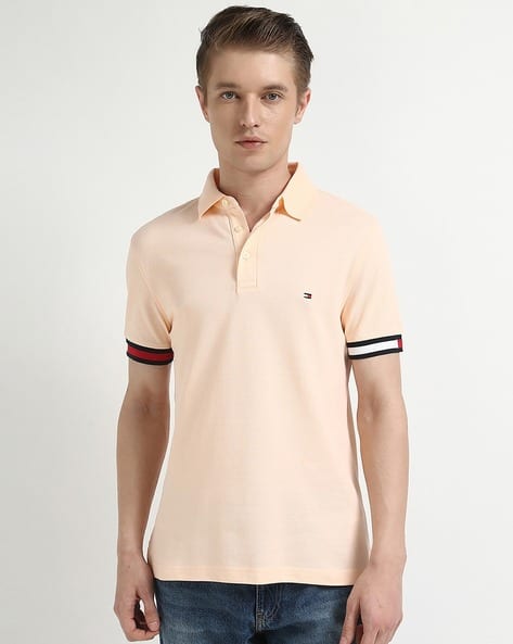 TOMMY HILFIGER Men Flag Cuff Slim Fit Polo T-Shirt