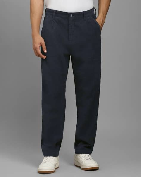 LOUIS PHILIPPE Men Straight Fit Flat-Front Trousers