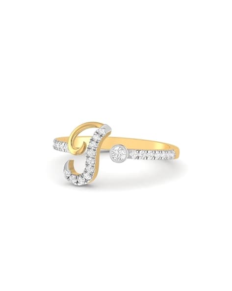 Yellow Gold Rings With The Letter J The J Alphabet 18 KT Yellow