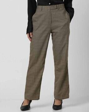 van heusen Women Checks Straight Fit Trousers-picture-21
