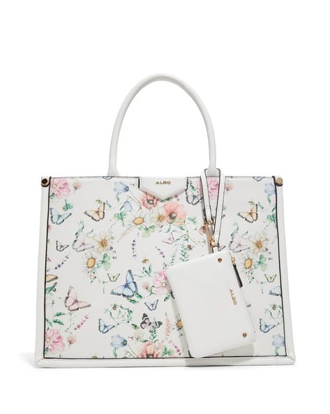 Women Floral Print Tote Bag with Pouch
