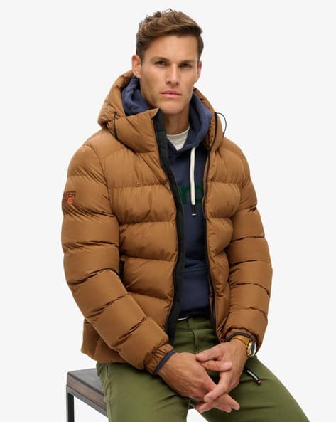 Superdry Tan Hooded Puffer Jacket Buy Brown Jackets Coats For Men