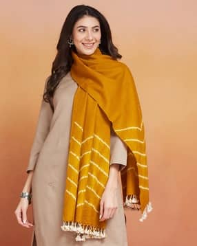 fabindia Women Tie & Dye Woolen Stole with Tassels-picture-27