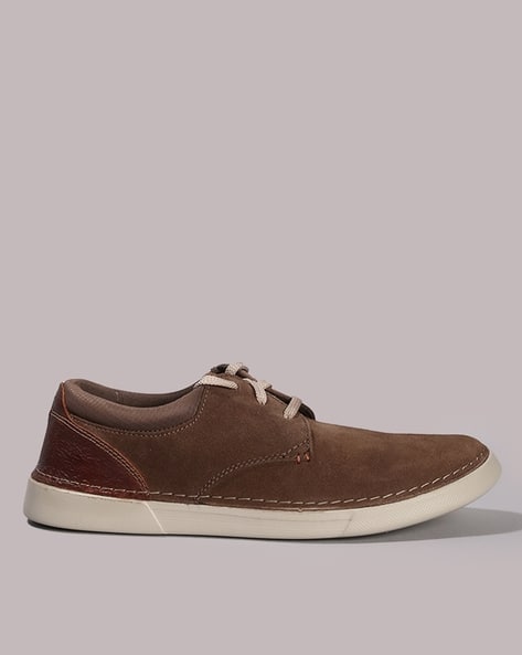 Clarks Men\'s Taupe and Brown Suede Lace-Up Casual Shoes Clarks Clarkdale Hill 26144867 Mens Brown Suede Lace Up  main image 4