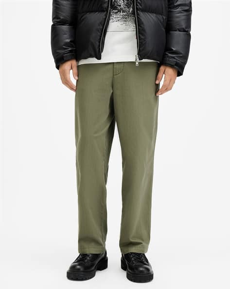 Buy ALL SAINTS Warden Wide-Leg Trousers | Khaki Green Color Men