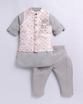 little collars Boys Stripes Kurta Set-picture-10