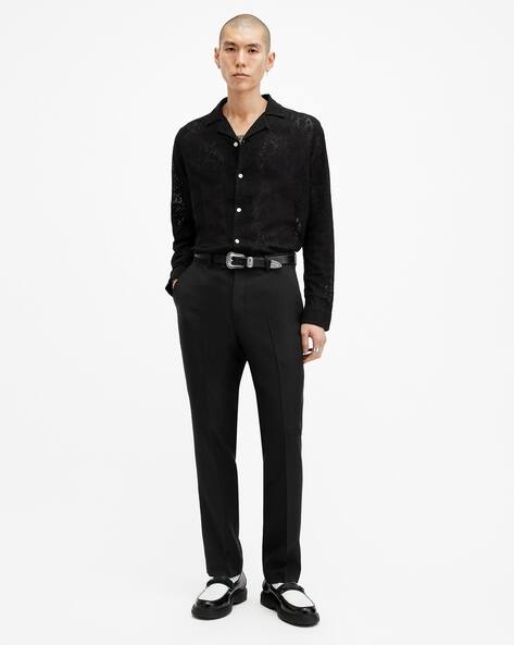 Buy ALL SAINTS Okesa Lace Long Sleeve Relaxed Fit Shirt | Black