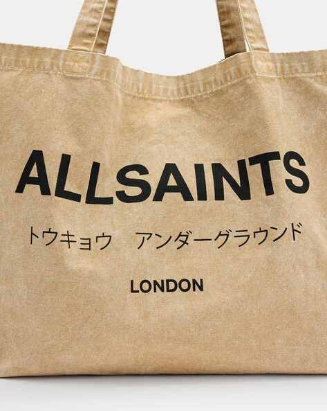 Buy ALL SAINTS Underground Acid Wash Logo Tote Bag Brown Color
