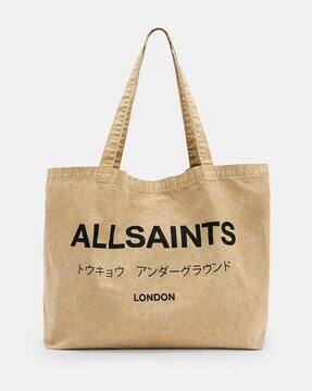Buy ALL SAINTS Underground Acid Wash Logo Tote Bag Brown Color