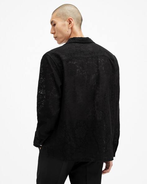 Buy ALL SAINTS Okesa Lace Long Sleeve Relaxed Fit Shirt | Black