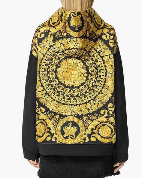 Buy VERSACE Barocco Panelled Hoodie | Black Color Women | AJIO LUXE