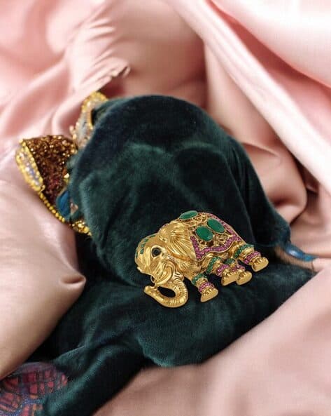 MAHI Elephant-Shaped Stone-Studded Brooch
