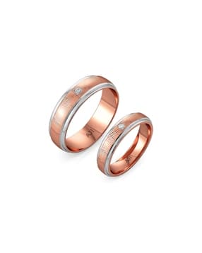 joyalukkas Unisex Rose Gold Diamond-Studded Band Rings-picture-17