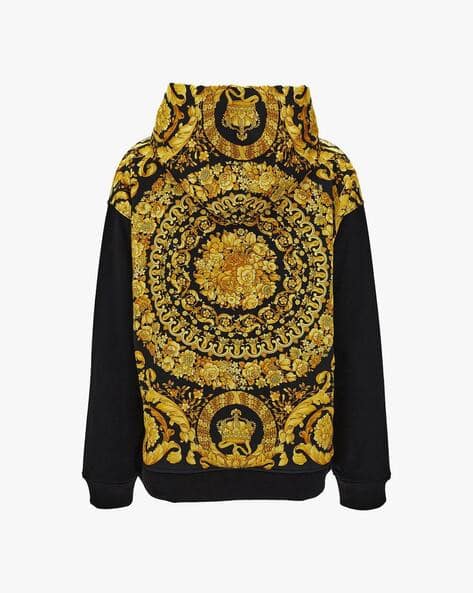 Buy VERSACE Barocco Panelled Hoodie | Black Color Women