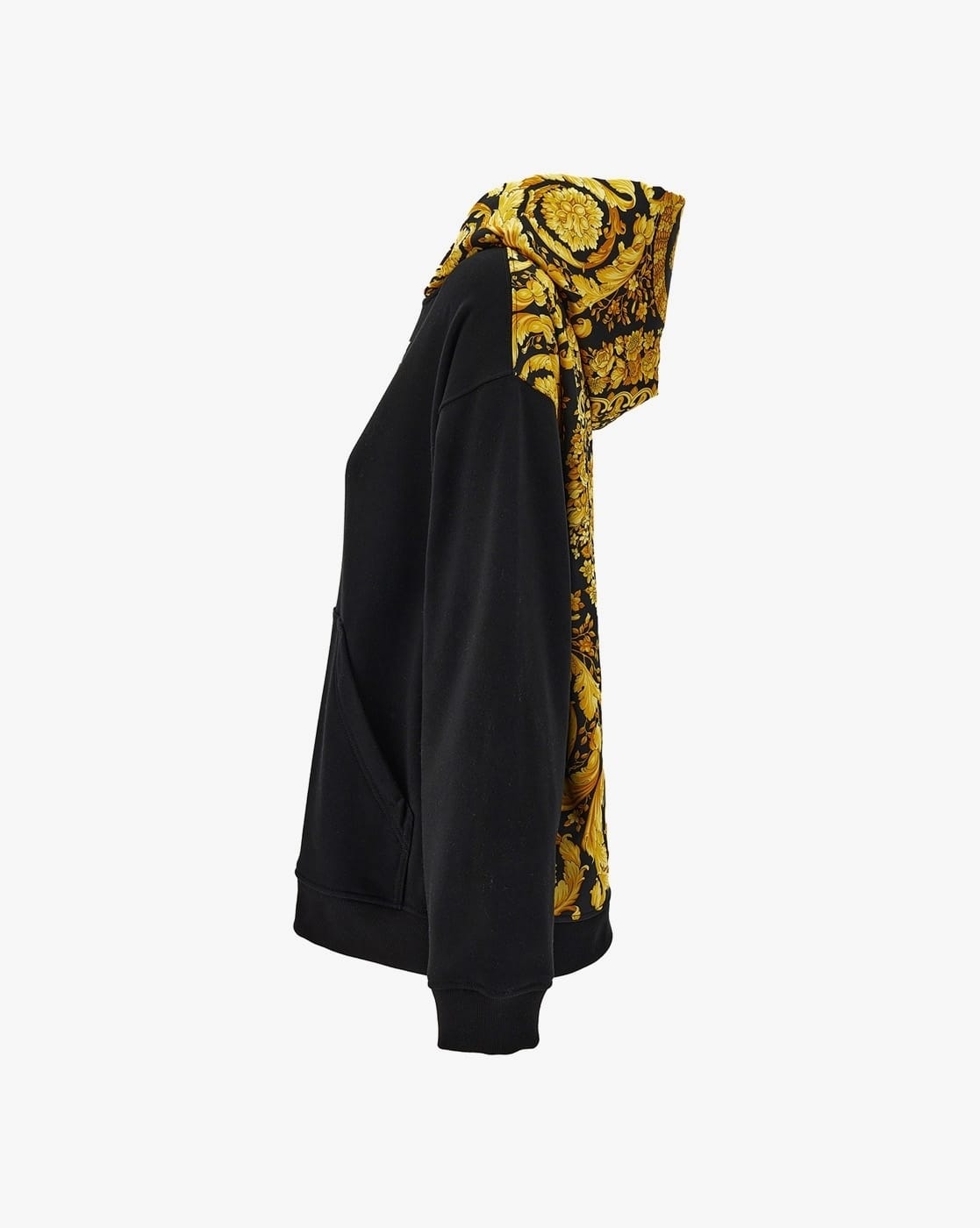 Buy VERSACE Barocco Panelled Hoodie | Black Color Women Buy VERSACE Barocco Panelled Hoodie | Black Color Women