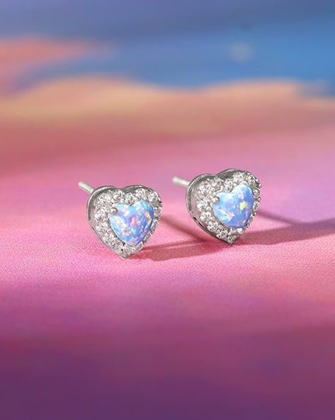 Giva Women Sterling Silver Heart Stud Earrings