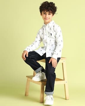 u.s. polo assn. Boys Printed Regular Fit Cotton Shirt-picture-43