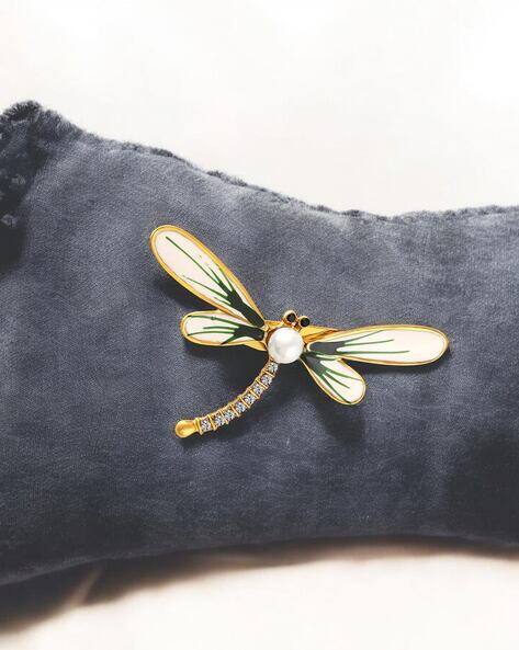 MAHI Meenakari Work Dragonfly-Shaped Brooch