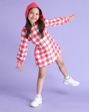 u.s. polo assn. Girls Checked Hooded Shirt Dress-picture-41