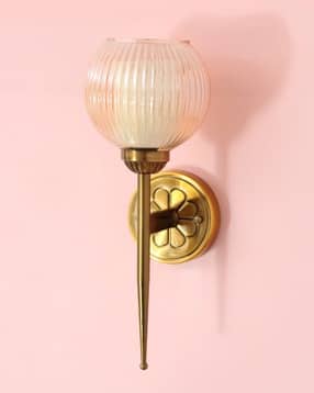 shree kala home decor Vintage Amber Ribbed Glass Wall Lamp-picture-27