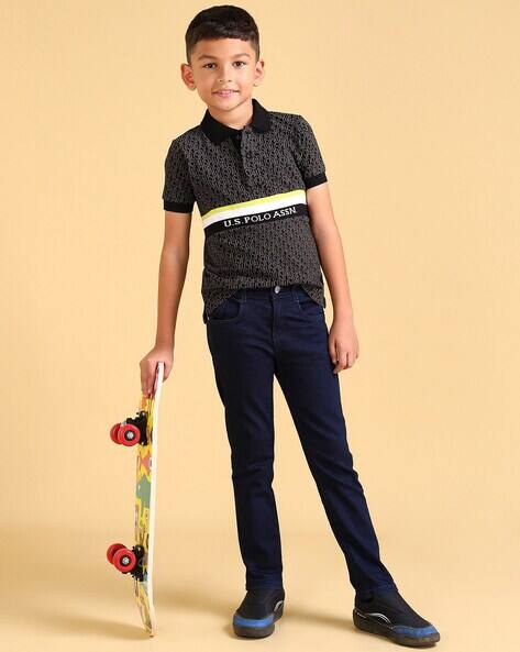 U.S. Polo Assn. Boys Typographic Print Cotton Polo T-Shirt