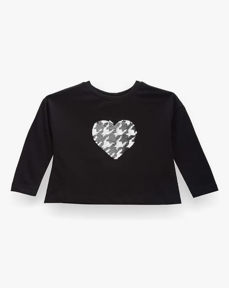 U.S. Polo Assn. Girls Heart Flip Sequin Regular Fit Round-Neck T-Shirt