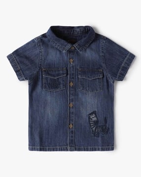 Boys Washed Regular Fit Cotton Shirt