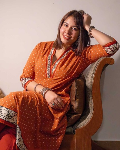 Women Polka-Dot Anarkali Kurta Set