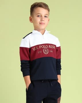 Boys Colourblock Regular Fit Cotton Sweatshirt-image-9