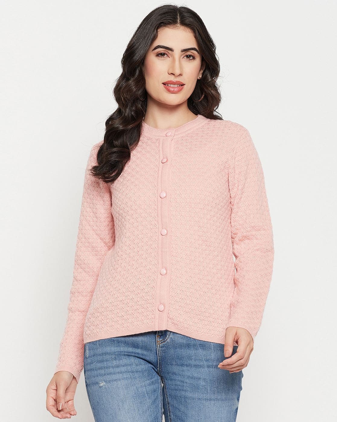 Buy Peach Sweaters & Cardigans for Women by MADAME Online | Ajio.com