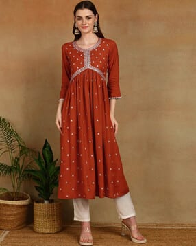 bikasaab Women Embroidery Flared Kurta-picture-32