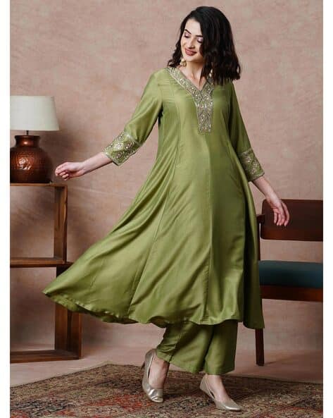 Buy Olive Kurta Suit Sets for Women by GLOBUS Online