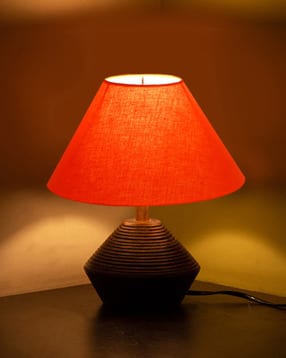 devansh Cotton Table Lamp with Wooden Base-picture-35