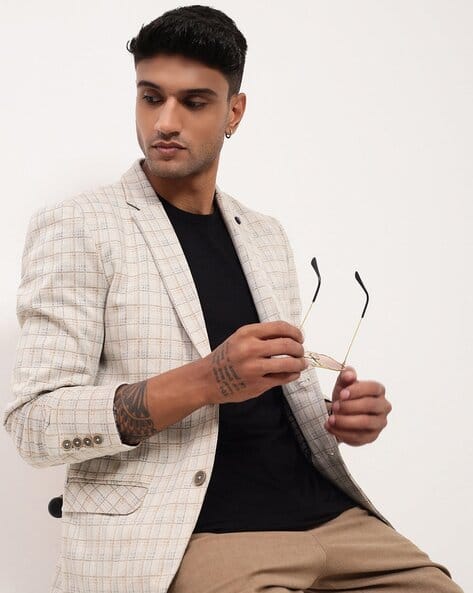 Men Checks Blazer