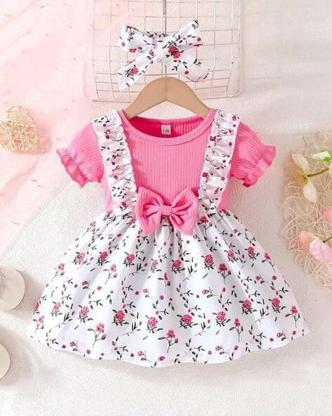 Buy Thoillling Floral Print A-Line Dress with Bow Online