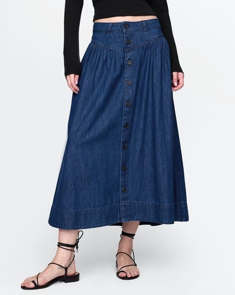 Women Front-Pleat Tailored Satin A-Line Skirt
