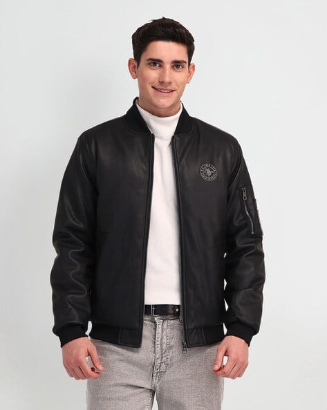 Men Regular Fit High Neck Bomber Jacket - Main Image