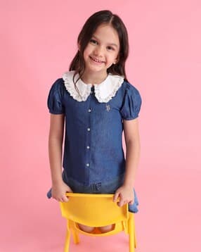 Girls Regular Fit Top with Logo Embroidered-image-20