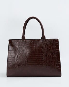 max Croc Embossed Handbag with Detachable Strap-picture-13
